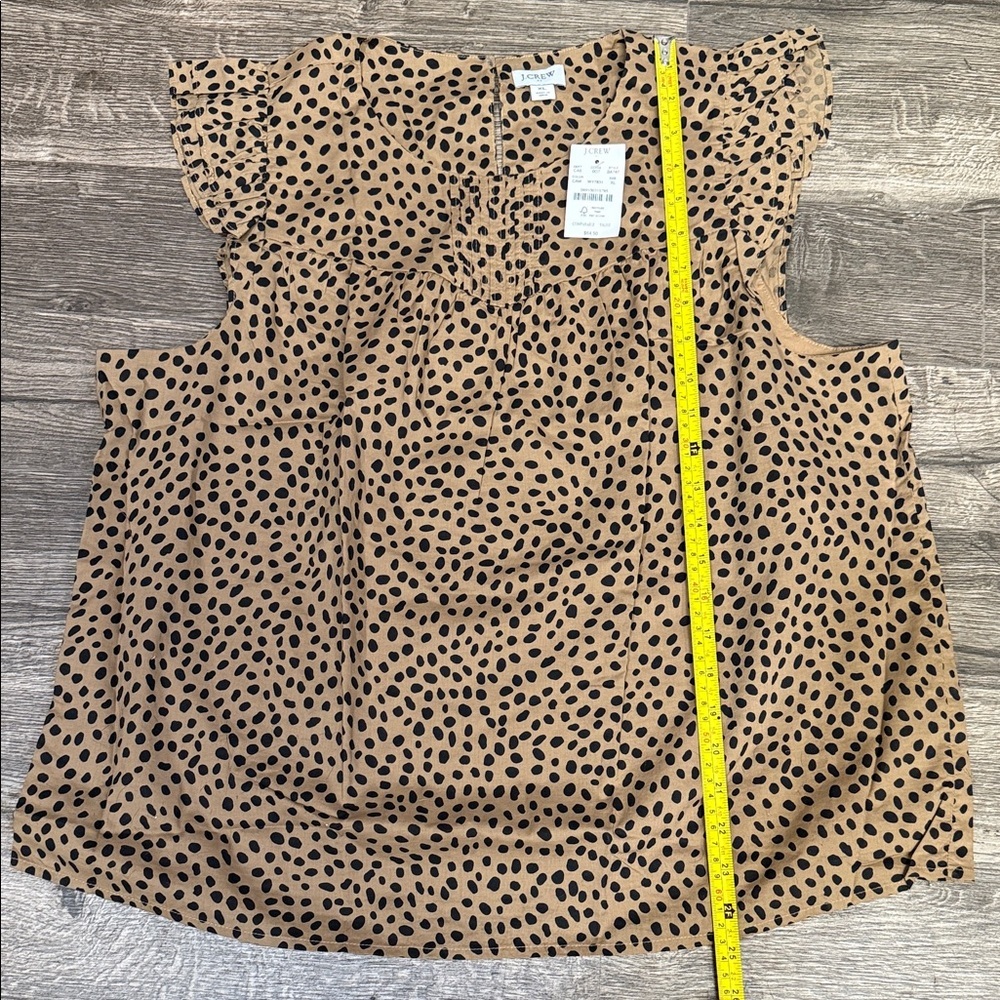 J. Crew Tan and Black Polka Dot Ruffle Sleeve Camisole - Picture 6 of 10